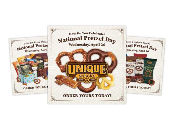 Unique Snacks Pretzel Day Ads